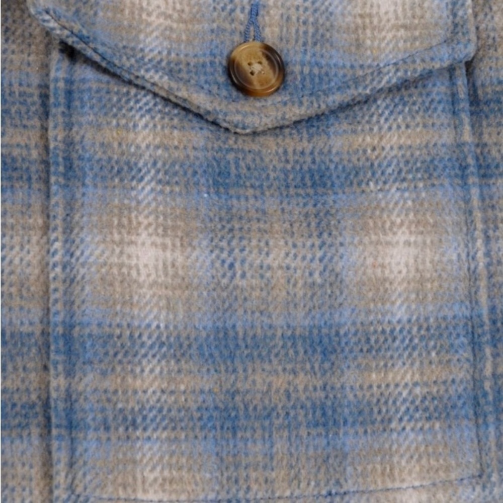American Eagle Long Oversized Blue & Cream Shacket - Lined - Large - Picture 4 of 6